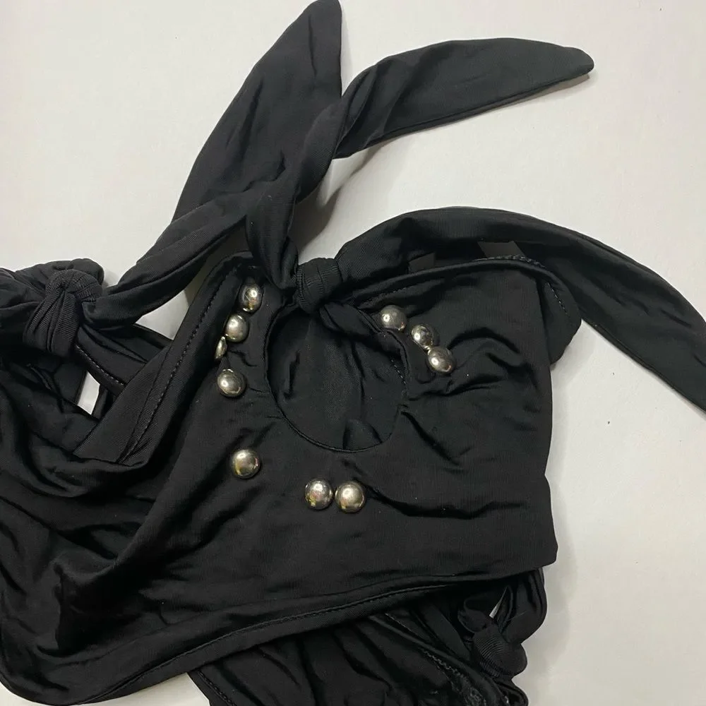 Beach Bunny Bandeau Bikini Top With‎ Metal Studs as is